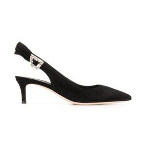 Giuseppe Zanotti Kanda Crystal Buckle Low Heel Suede Pump 39 IT